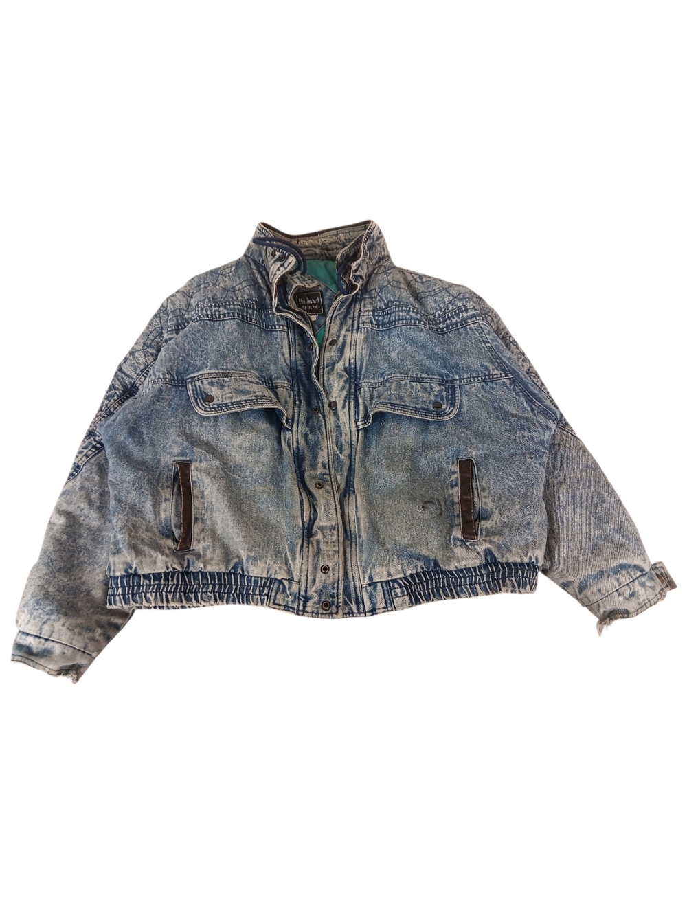 80s Acid Wash Denim Bomber Jacket by Boulevard Grunge - 2XL